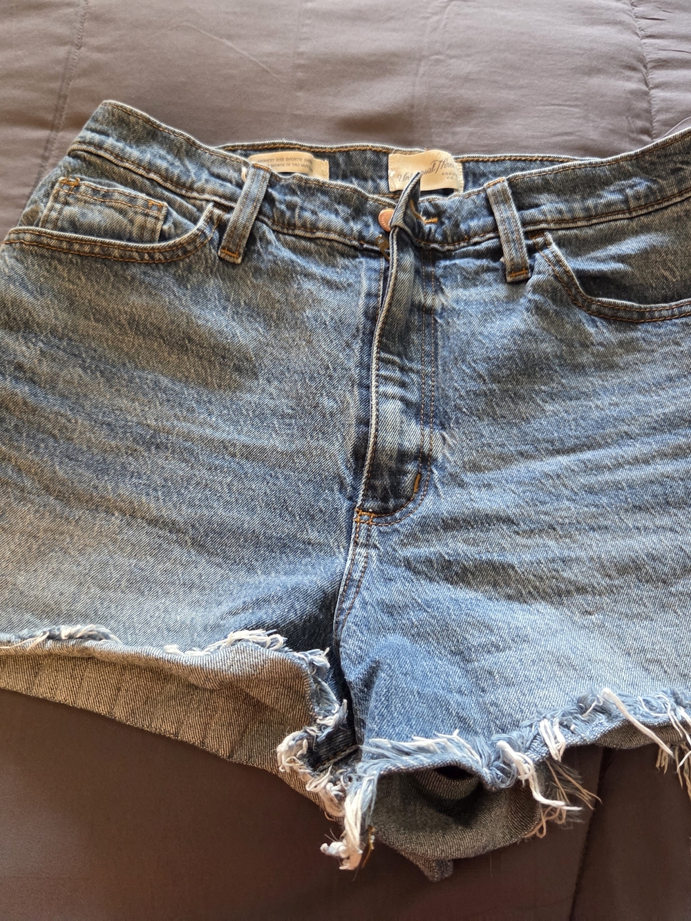 Universal Thread Light Blue Denim Distressed High Rise Shortie Shorts